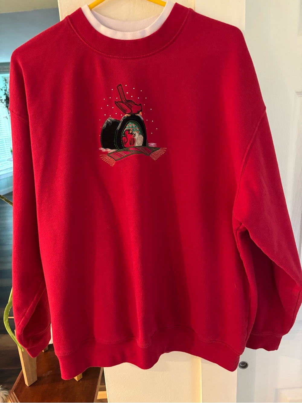 Classic Red Embroidered Women's Sweatshirt